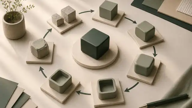 A circular sequence of forms showing continuous refinement